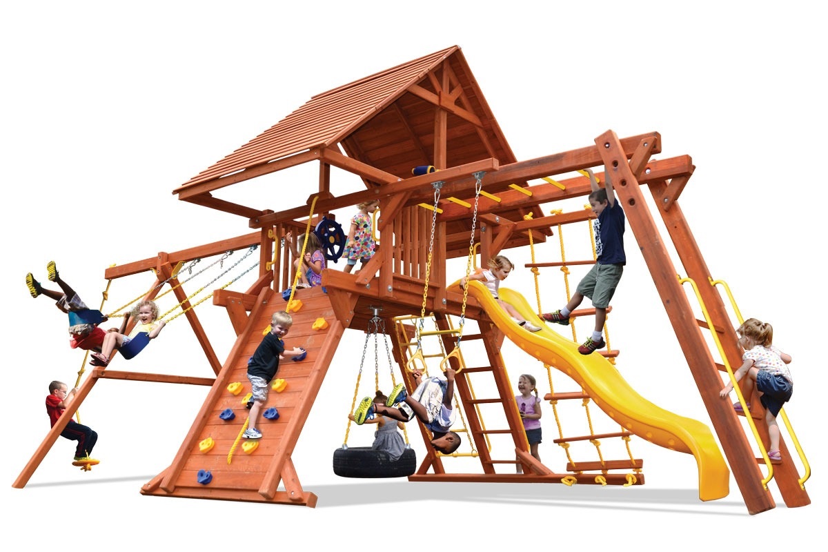 Deluxe Playcenter Combo 3 with Wood Roof